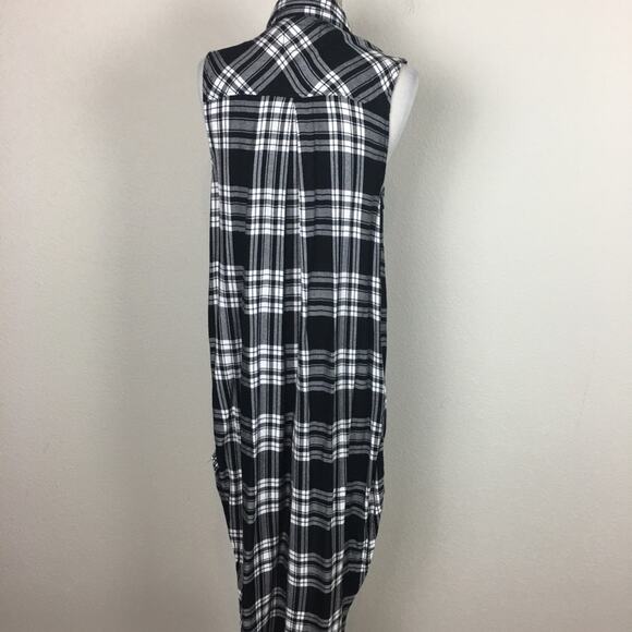 Rails Black White Plaid Soft Flannel Split Sides Duster Large - Picture 4 of 8